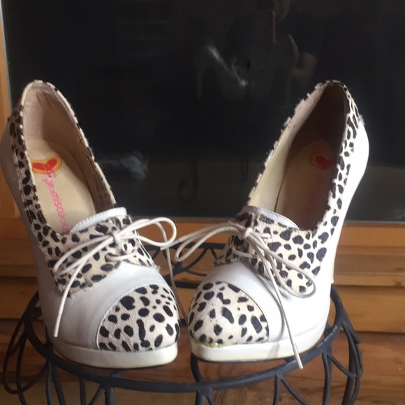 Shoes - Promiscuous White with animal print heel
